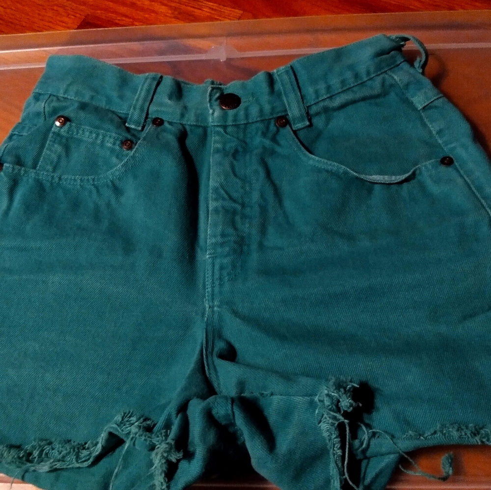 Green high-waisted shorts